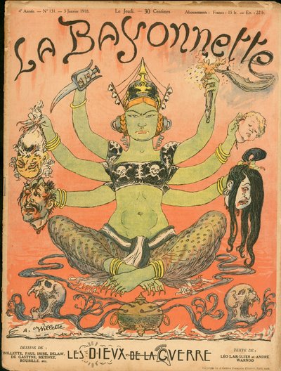 La Baionnette "の表紙、風刺的なカラーリング 作： Adolphe Leon Willette