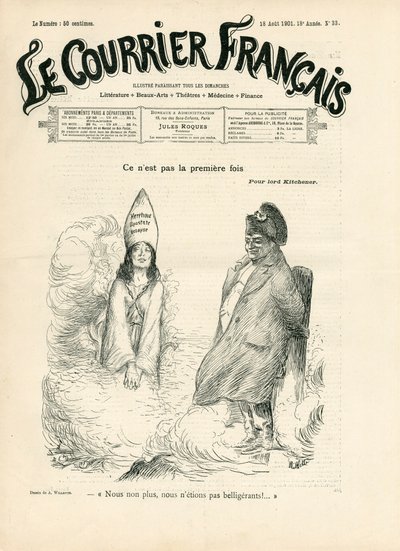 Le Courrier francais "の表紙、33号、Satirique en N & B 作： Adolphe Leon Willette