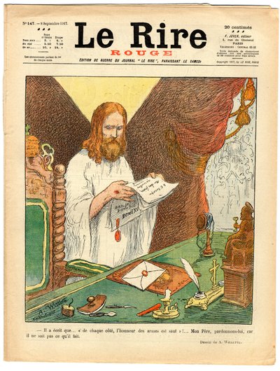 赤い笑い "の表紙、色で風刺する 作： Adolphe Leon Willette