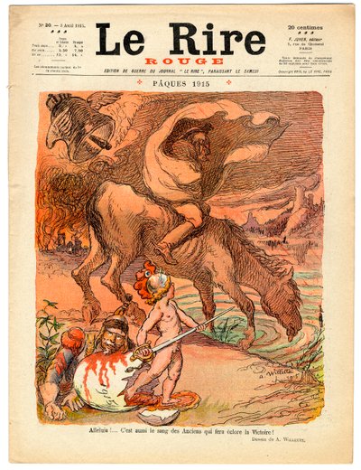 赤い笑い "の表紙、色で風刺する 作： Adolphe Leon Willette