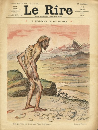 Le Lire』誌の表紙を飾るAdolphe dit Willette（1857-1926）のイラスト、03/04/09 - Le next day du grand soir - Social, Prehistoire, Collectivism - Nudite 作： Adolphe Leon Willette