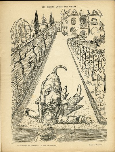 Adolphe dit Willette (1857-1926) のイラスト（Le Rire, 27/02/09） - Les ceusses que on des chiens - 建築・アーバニズム・動物 - 犬・Pitt-Bull 作： Adolphe Leon Willette