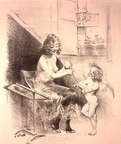 焦燥感」、「アフィシェの住人」の原画（紙に鉛筆 作： Adolphe Leon Willette