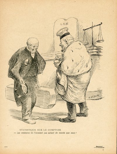 バタープレート」123番、カラーの風刺画 作： Adolphe Leon Willette
