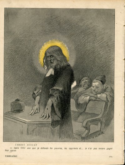 バタープレート」123番、カラーの風刺画 作： Adolphe Leon Willette