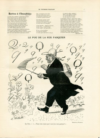Le Courier francais」10号、モノクロの風刺画 作： Adolphe Leon Willette