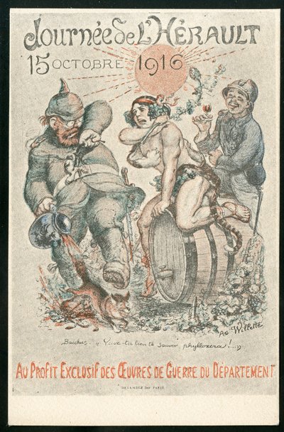 ポストカード、カラーの風刺的なもの 作： Adolphe Leon Willette
