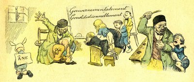 1867年、パリのサン・ボニファス教育施設での学生たちの荒れた生活 作： Adolphe Leon Willette