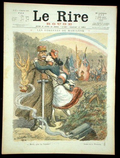 勝利の父よ、ありがとう」「Le Rire Rouge」1915年1月2日号表紙（カラーリトグラフ） 作： Adolphe Leon Willette