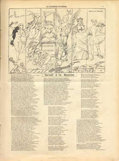 クーリエ・フランセ、モノクロの風刺画 作： Adolphe Leon Willette