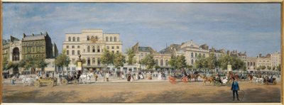 1862年、テンプル大通りの劇場全景（油彩・カンヴァス）。 作： Adolphe Martial Potemont