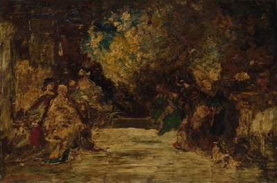 時代遅れではないテラス上の数字。 作： Adolphe Joseph Thomas Monticelli
