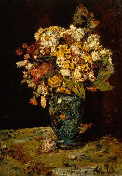 青い花瓶に咲く花、1879〜1883年。 作： Adolphe Joseph Thomas Monticelli