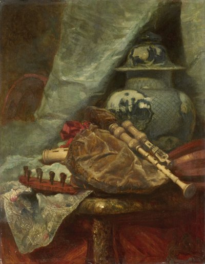 バグパイプのある静物 作： Adolphe Mouilleron