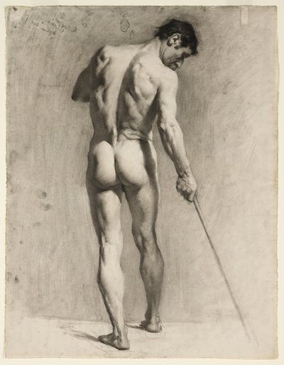 杖をつく男性ヌードのライフドローイング 1910-12年頃 チョーク・紙 作： Adolphe Valette
