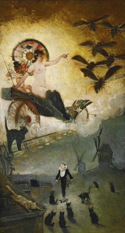 19世紀への別れ。キャバレーの会場の装飾のためのデザインLe Chat Noir in M 作： Adolphe Leon Willette
