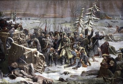 ミシェル・ネイ元帥（1769-1815）は、1812年にロシアから退役した。イヴォンの絵の後に描かれた版画。 作： Adolphe Yvon