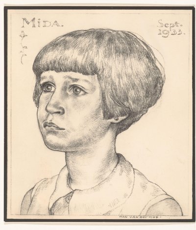 ハン・ファン・デル・コップによるミダの肖像画の複製写真 美田 1933 年 9 月 (オブジェクトのタイトル) 作： Adriaan Bijl (attributed to)