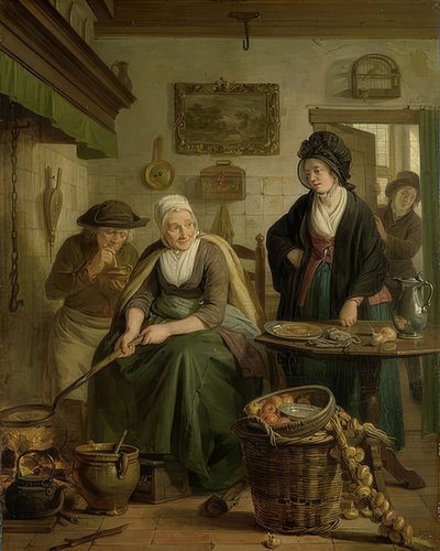 パンケーキを焼く女性。 1790年から1810年頃 作： エイドリアン・デ・レリー