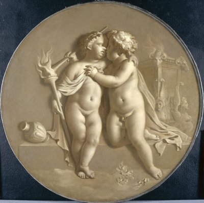 愛の炎を持つ2つのプッティ愛の寓意、1696 作： Adriaan van der Werff