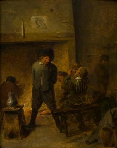 居酒屋のシーン、1625〜38年頃（パネルに油彩） 作： Adriaen (follower of) Brouwer