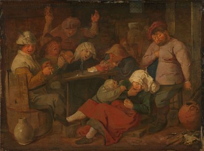 オランダ語：酔っ払った農民のいる宿 酒場で酒を飲む貧しい人々 作： アドリアン・ブラウワー