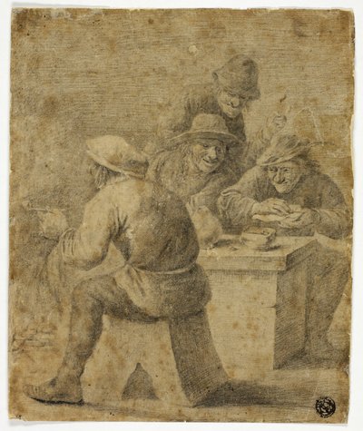 食卓につく4人の農民 作： Adriaen Brouwer