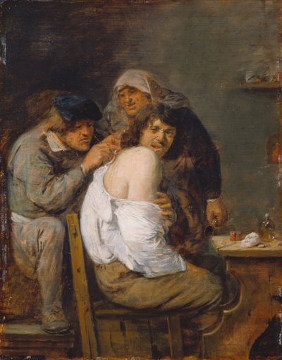 背中作戦》1636年頃（木に油彩） 作： Adriaen Brouwer