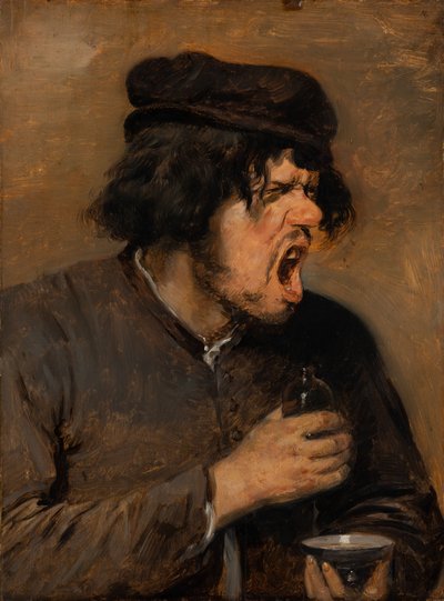 苦い薬 1636-38年頃 オーク材に油彩 作： Adriaen Brouwer