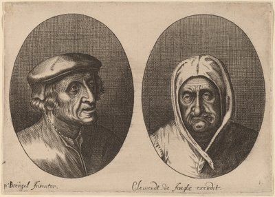 農民の男女の頭 作： Adriaen Brouwer after Pieter Bruegel the Elder