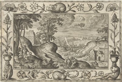 アブラハムはイサクを犠牲にする 聖書、神話、狩猟の風景（シリーズ名） 作： Adriaen Collaert