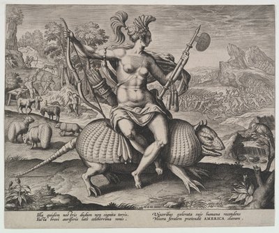 アメリカ、四大陸から、.n.d. 作： Adriaen Collaert