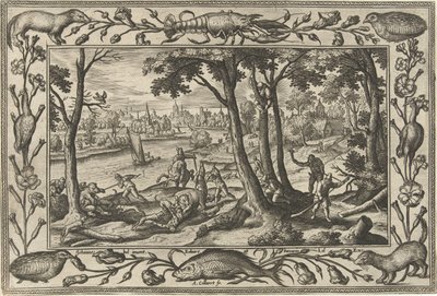熊狩り 聖書、神話、狩猟の風景（シリーズ名） 作： Adriaen Collaert