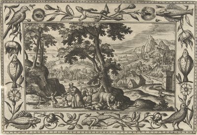 エリシャは迷惑な子供たちを呪う 聖書、神話、狩猟の風景（シリーズ名） 作： Adriaen Collaert