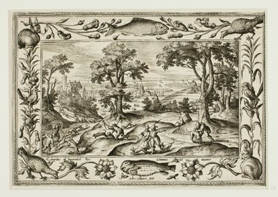 ウサギ狩り（旧約聖書と新約聖書の風景と狩猟風景より 作： Adriaen Collaert