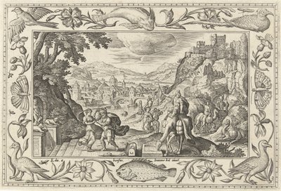 井戸のリベカとエリエゼル 聖書、神話、狩猟の風景（シリーズ名） 作： Adriaen Collaert