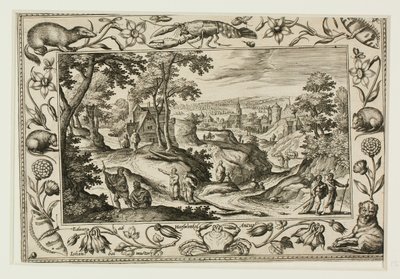 使徒の派遣、旧約聖書と新約聖書の風景と狩猟風景より 作： Adriaen Collaert