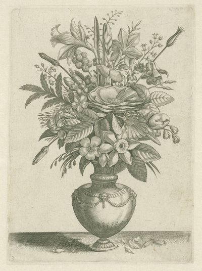トランペット水仙を含む花瓶 フロリレギウム（シリーズタイトル） 作： Adriaen Collaert