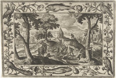 オオカミ狩り 聖書、神話、狩猟の風景（シリーズ名） 作： Adriaen Collaert