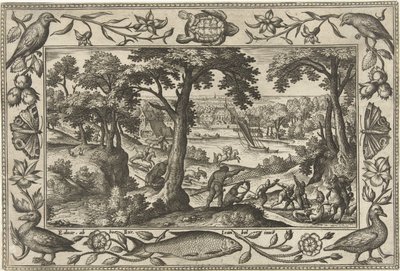 イノシシ狩り 聖書、神話、狩猟の風景（シリーズ名） 作： Adriaen Collaert