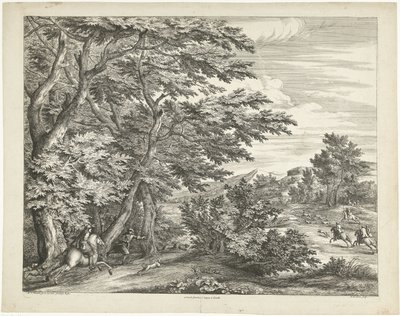 鹿狩りのある風景 作： Adriaen Frans Boudewyns