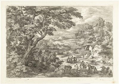 帰り道のハンターのいる風景、遠くに城 ハンターのいる風景（連載タイトル） 作： Adriaen Frans Boudewyns