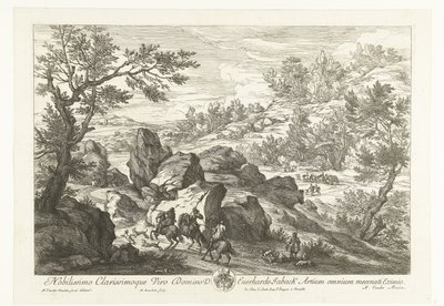岩の露頭での騎手のいる風景 ハンターのいる風景（連載タイトル） 作： Adriaen Frans Boudewyns