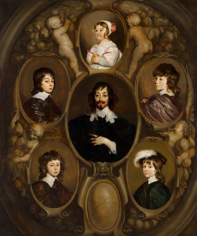 コンスタンタイン・ホイヘンス（1596-1687）と5人の子供たちの肖像 作： アドリアン・ハネマン