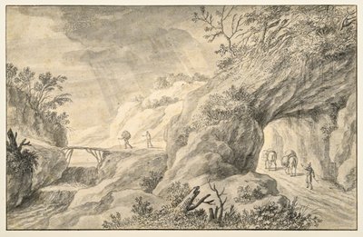 道路のある岩の多い風景 作： Adriaen I van Nieulandt