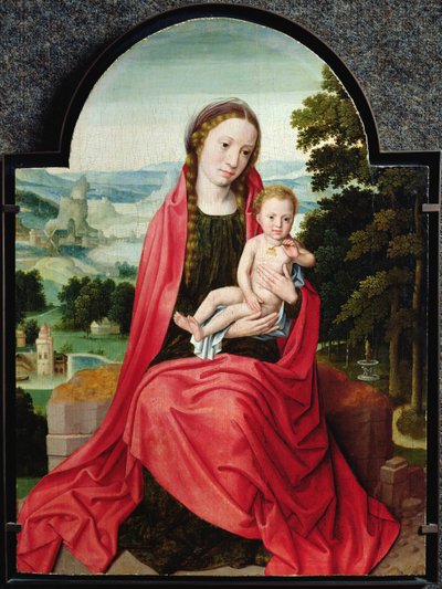 パンジーを持った幼児のキリストと聖母 作： Adriaen Isenbrandt or Isenbrant