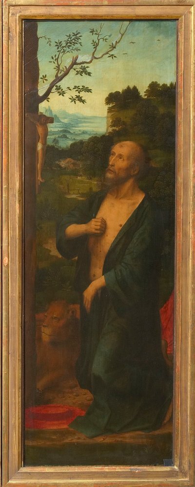 トリプティクのサン・ジェローム・ウィング、1530年代。 作： Adriaen Isenbrant