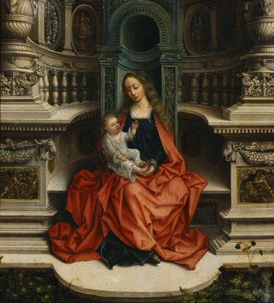 マドンナと子供が即位、16世紀 作： Adriaen Isenbrandt or Isenbrant