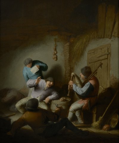 音楽を作る農民と納屋のインテリア 作： Adriaen Jansz. van Ostade