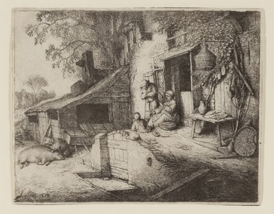 コテージドアのそば-スピナー 作： Adriaen Jansz. van Ostade
